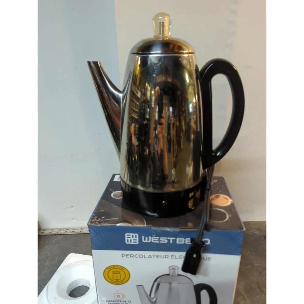 Electric 12-Cup Coffee Percolator W/ Keep Warm Cool-Touch Handle Stainless Steel